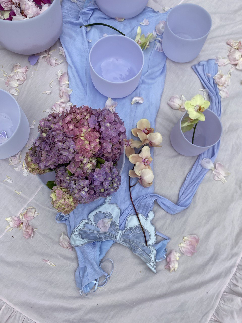 Amethyst infused crystal quartz singing bowls set of 7