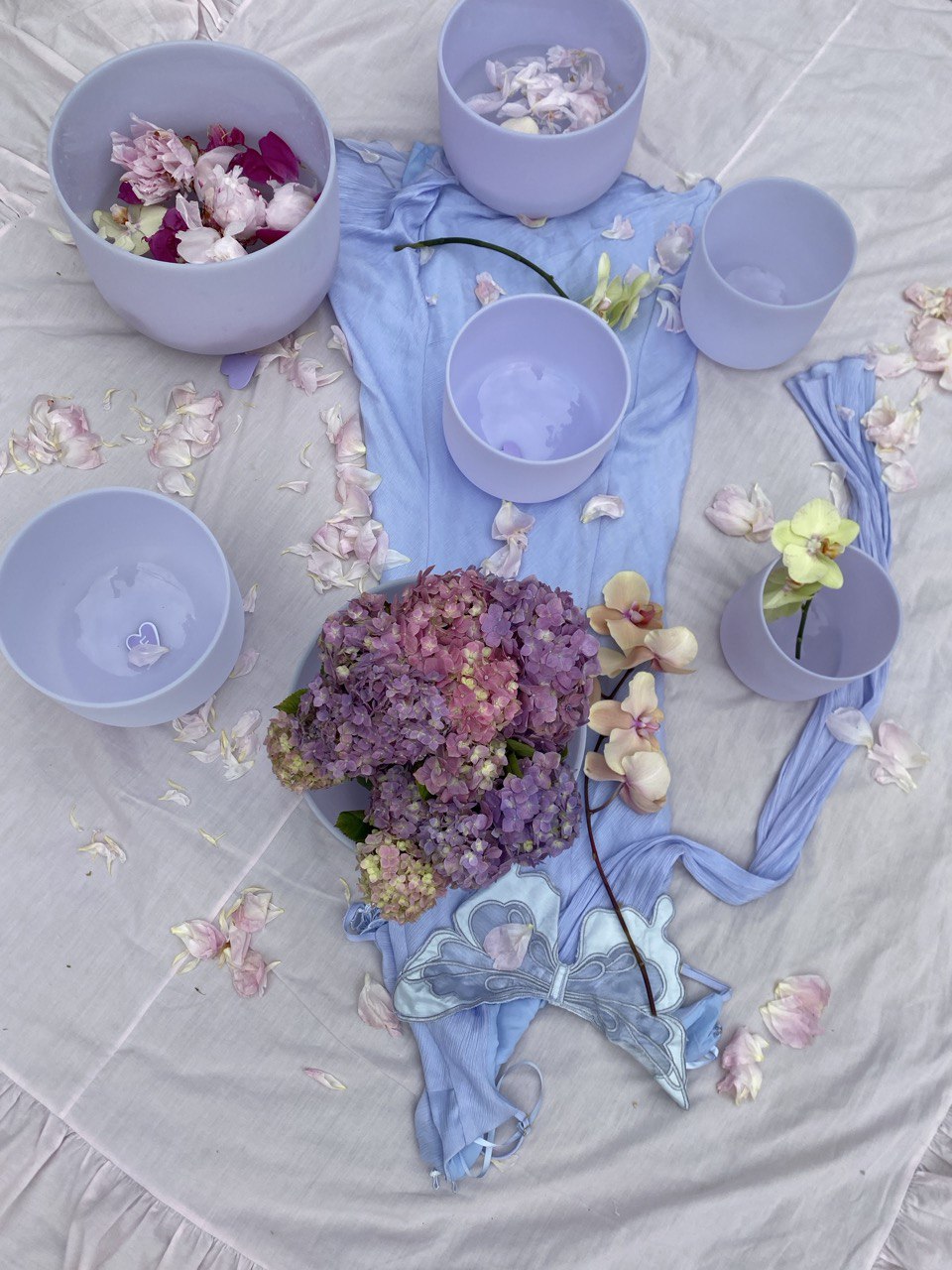 Amethyst infused crystal quartz singing bowls set of 7