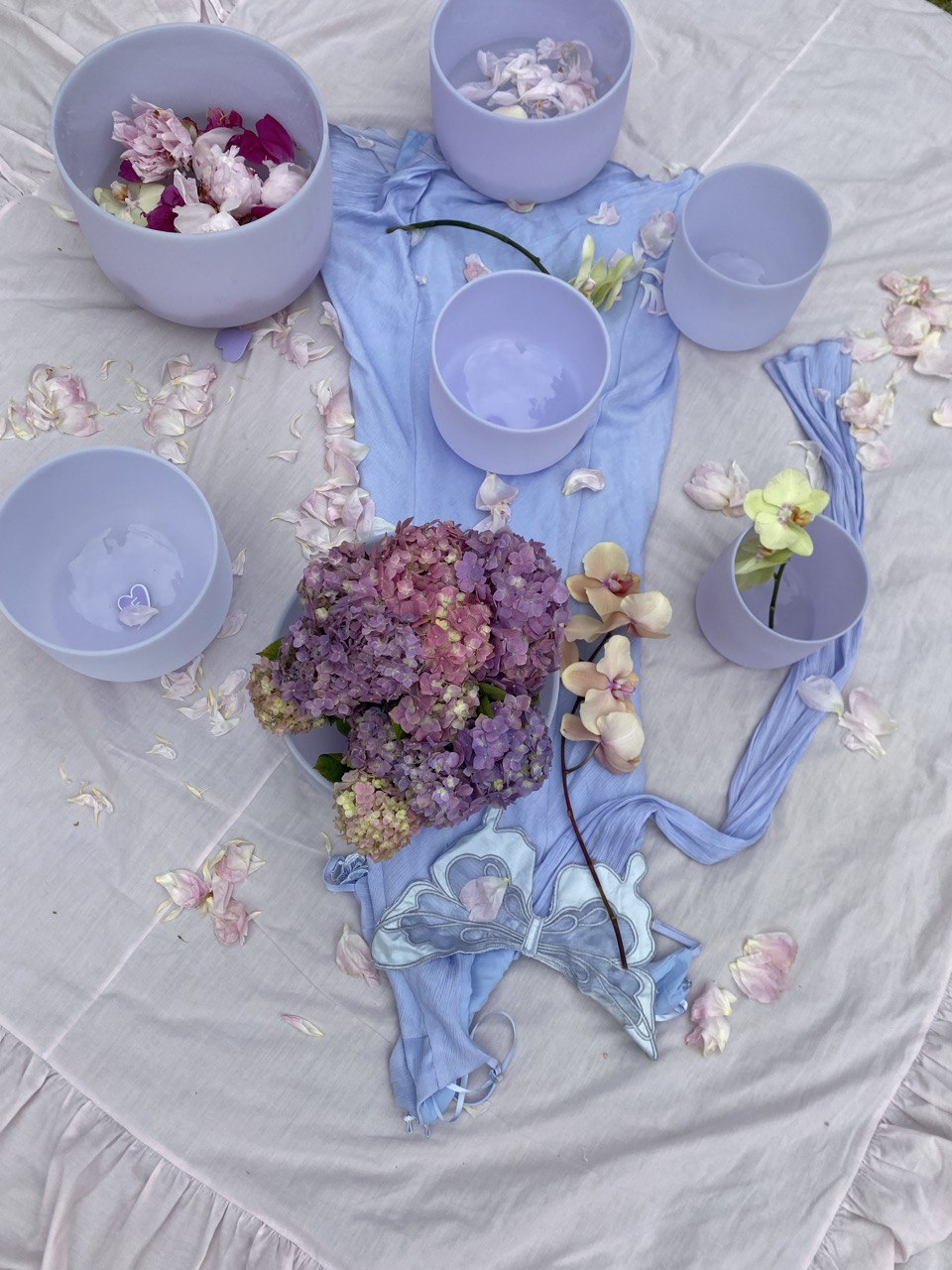 Amethyst infused crystal quartz singing bowls set of 7