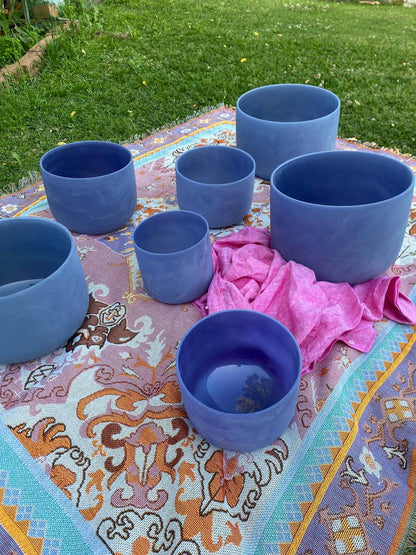 Sapphire infused gemstone crystal quartz bowls set of 7