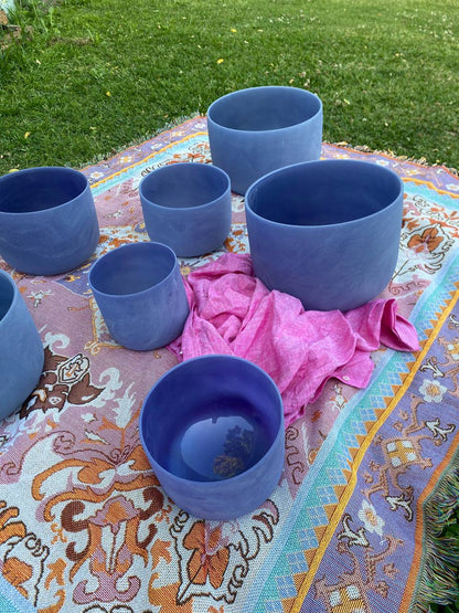 Sapphire infused gemstone crystal quartz bowls set of 7