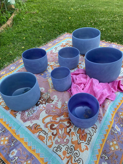 Sapphire infused gemstone crystal quartz bowls set of 7