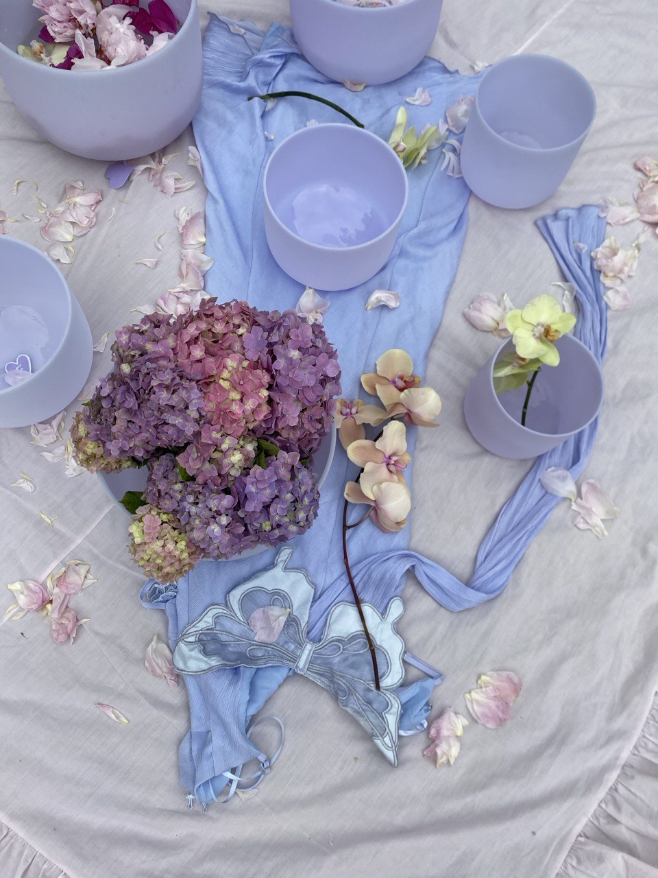 Amethyst infused crystal quartz singing bowls set of 7
