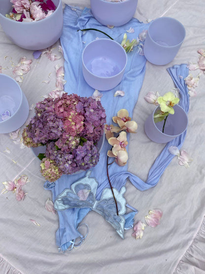 Amethyst infused crystal quartz singing bowls set of 7