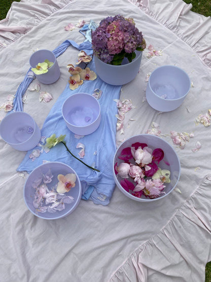 Amethyst infused crystal quartz singing bowls set of 7