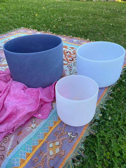 Set of 3 crystal infused singing bowls 7", 9", 11"